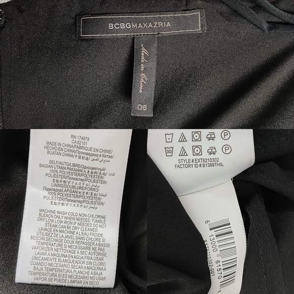 BCBGMaxAzria Women’s Strappy Satin Flared Midi Dress Black 8 - Picture 8 of 9